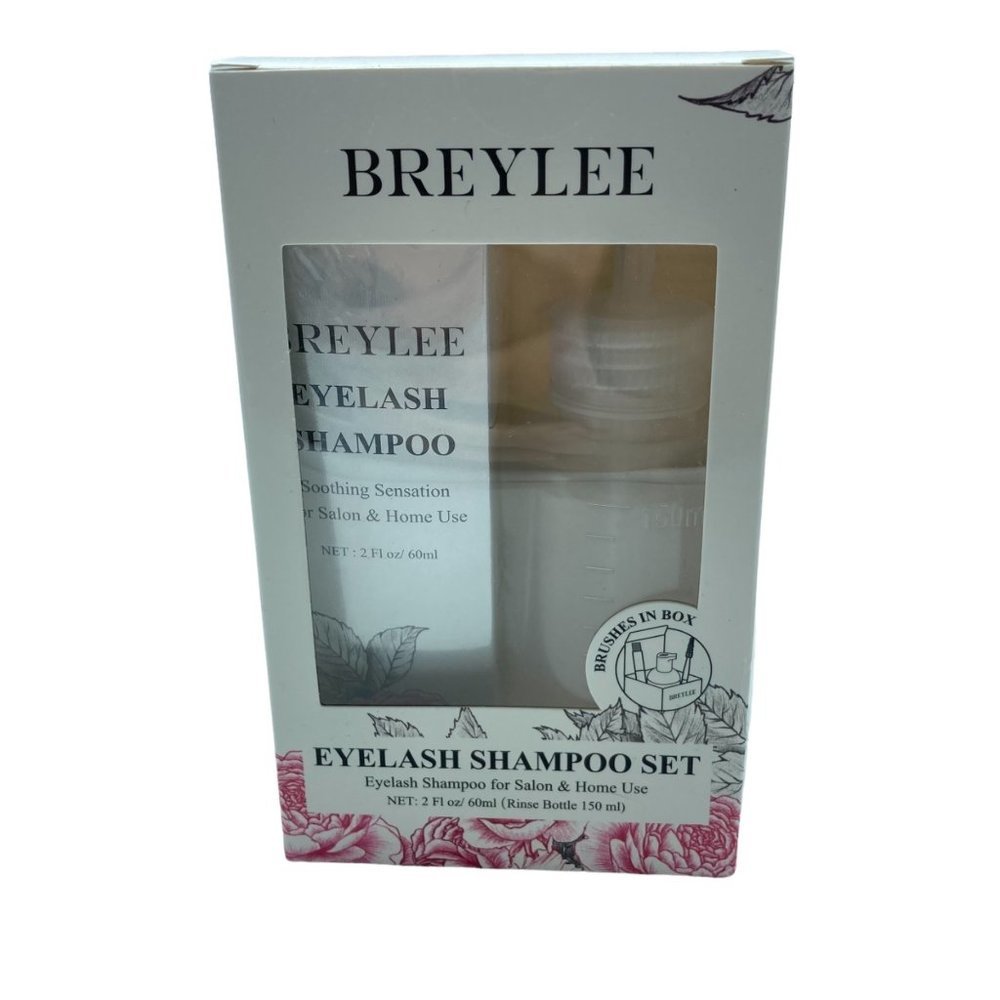 NEW NIB Breylee Eyelash Extension Shampoo Set Foam‎ Brushes Eyelid Cleanser
